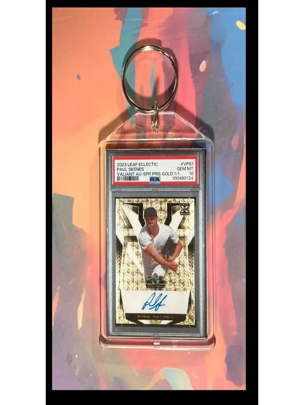 3043 Paul Skenes 2023 Leaf Eclectic Gold SuperFractor Auto Keychain